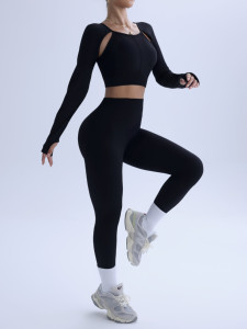 Conjunto Deportivo Personalizado de Manga Larga para Gimnasio, Ropa Deportiva, Conjunto de Yoga para Mujer, Levanta Glúteos - Product Image 4