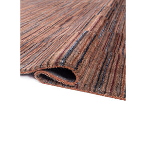 Alfombras Acar Clásicas a Rayas, Tejidas a Mano con Lana y Viscosa, Rojo Naranja Tra-14447, Técnica de Tejido Plano para Sala de Estar y Pasillo - Product Image 2