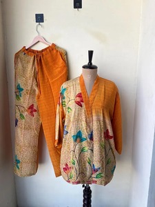 เซ็ตชุดนอนกิโมโนและชุดนอนผ้าไหมชุดนอนผ้าไหมสำหรับผู้หญิงชุดนอนผ้าไหมผ้าเครป - Product Image 3