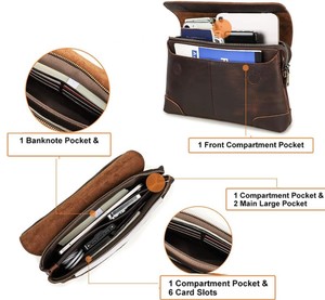 กระเป๋าสตางค์คลัทช์ผู้ชายหนังแท้หรูหรามีหลายช่องสำหรับใส่บัตรเงินสดและโทรศัพท์ - Product Image 4