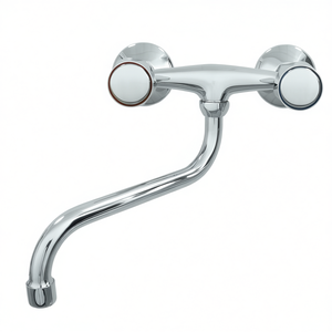 ก๊อกผสมอ่างล้างหน้าแบบติดผนังโครเมียมขัดเงา SCUDETTO แบบสองมือจับ ยี่ห้อ Idro Bric รุ่น 03078 - Product Image 2