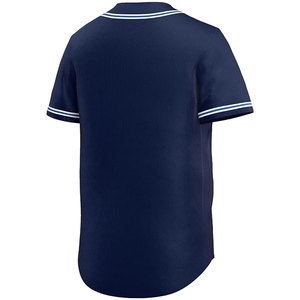 Design classique maillot de Baseball hommes motif à rayures col en V chemise de sport boutonnée pour la compétition d'entraînement blanc sublimé - Product Image 3
