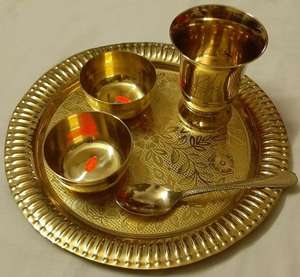 Juego de cocina de latón Juego de cena Kansa para el hogar Artículos de mesa de hotel Uso El último juego de cena de latón Cuenco diferente y cuchara y vajilla - Product Image 3