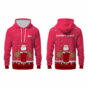 Sweat-shirt à capuche brodé de Noël en coton 100% pour l'hiver, décontracté, uni, teint, manches longues, vêtements de sport de haute qualité - Product Image 4