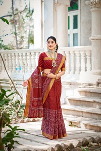Sari en georgette pur Dhwaja Export avec bordure chati, provenant du Gujarat, pour femmes - Product Image 3