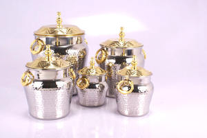 Ensemble de 3 récipients de stockage des aliments pour la vaisselle Couvercle Base en bois avec dessus en acier inoxydable Conception perforée Couleur argentée Pot de stockage des épices Utilisation - Product Image 4