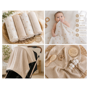 Multi-Purpose <b>Muslin</b> Baby Blanket 100% Cotton Soft Swaddle Nursing Stroller Cover Burp Cloth Direct Manufacturer Denizli Turkey - Product Image 2
