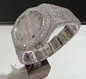 Montre de luxe pour homme avec diamants Moissanite, élégante montre à quartz en acier inoxydable pour un usage quotidien et formel - Product Image 5