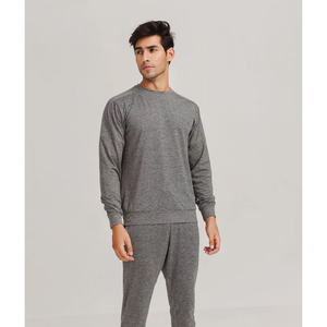 Ensemble survêtement homme en coton uni avec logo personnalisé, sweat-shirt à capuche zippé ample et pantalon de survêtement évasé, survêtements pour homme - Product Image 3