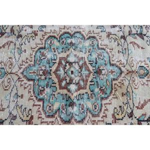 Tapis turc vintage 5,1x7,8 pieds, tapis oriental bleu en laine - Product Image 5