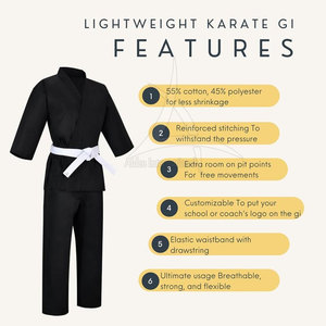 Diseñe sus propios conjuntos de uniformes de Karate personalizados Logotipo frontal Manga larga Peso ligero 100% algodón Colores y logotipo personalizados - Product Image 4
