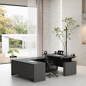 Bureau de direction en forme de U à hauteur réglable, bureau d'ordinateur en bois d'ingénierie, modèle neuf DESK-0122 - Product Image 4