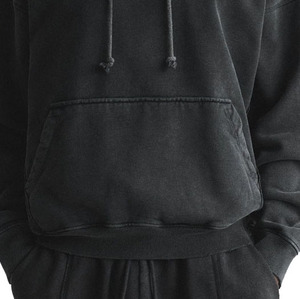 Sweat à capuche surdimensionné d'hiver en coton lourd 400 GSM pour hommes, pull vintage lavé, sans ficelle, approvisionnement en gros - Product Image 5
