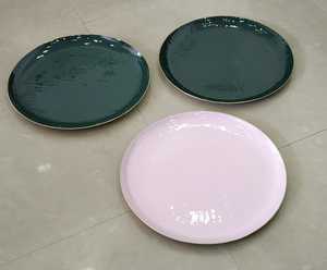 Plateau de service décoratif en émail vert olive plaqué or Plateau à fruits rond unique de qualité supérieure Plateau à riz unique artisanal - Product Image 5