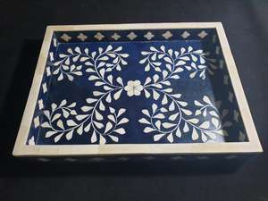 Bandeja de Servicio Rectangular Ecológica con Incrustaciones de Nácar, Estilo Árabe, para Hogar, Hotel, Bodas, Eid, Ramadán - Product Image 5