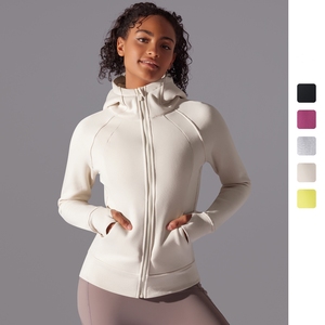 Veste de sport épaisse et chaude pour femmes nouvelle couleur unie décontracté en plein air Yoga formation Fitness veste épaissie sweats à capuche chauds pull - Product Image 2