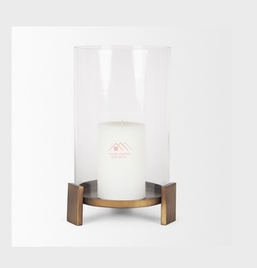 เชิงเทียนฐานโลหะทองเหลืองโบราณเฮอร์ริเคนสำหรับตกแต่งบนโต๊ะ - Product Image 2