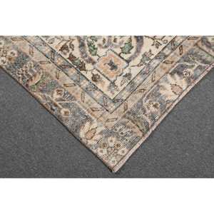 Vintage Rug, Large 4.5x9.2 ft Turkish Rug, <b>Brown</b> Blue Striped <b>Wool</b> Rug - Product Image 5