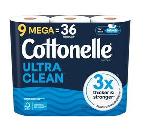 Cottonelle กระดาษชำระแบบใช้แล้วทิ้งที่มีความนุ่มพิเศษทนทานต่อแบคทีเรียม้วน9ล้าน = บรรจุภัณฑ์ม้วนปกติ36ม้วนอาจแตกต่างกัน - Product Image 1