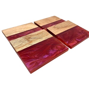Taza de té de resina de madera de Acacia Premium personalizada de mango liso carbonizado sin terminar grueso personalizado único mejor posavasos redondo - Product Image 1