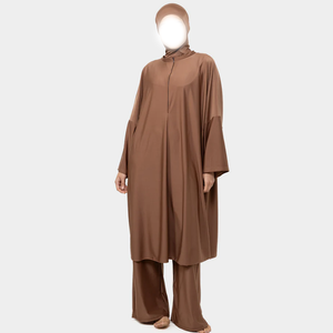 Nueva moda modesta traje de baño islámico mujeres musulmanas ropa de playa manga acampanada 2 piezas estampado transpirable secado rápido 2025 más Popular - Product Image 4