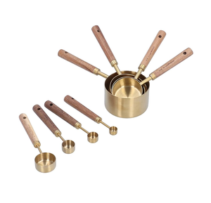 Brass <b>Measuring</b> <b>Spoon</b> Set with Wooden Handle Modern Look Tea <b>Spoons</b> Natural Acacia Wooden <b>Measuring</b> <b>Spoons</b> Kitchen - Product Image 1