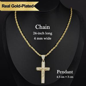 Collar de Cruz de Oro de 18k Vintage con Colgante de Jesús, Joyería de Moda de Circonio Antideslustre Personalizada de Fábrica para Mujer y Hombre - Product Image 6