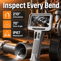 Caméra d'inspection flexible endoscopique industrielle avec écran IPS de 4,5 pouces et sonde de 3,9 mm 210 °   Sonde IP67 avec zoom 5X