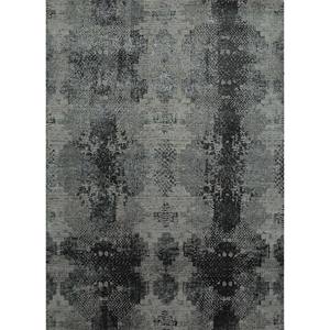 Alfombras Kavi Grises y Negras Hechas a Mano con Lana y Seda de Bambú, Modelo Esk-661 para Uso en la Cocina - Product Image 1