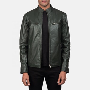 OEM Customized <b>Men's</b> Winter Leather <b>Jackets</b> <b>Long</b> Sleeves with Stand Collar Cow Skin Front Two Zipper Style <b>jacket</b> for <b>men</b> - Product Image 1