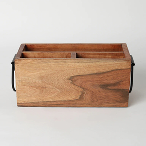 Bamboo TV Remote Box Holder Organizer Office Organization Wood Storage <b>Caddy</b>/Vintage Wooden Desktop Organizer for Living Room - Product Image 3