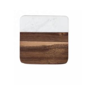 Posavasos de mármol y madera marrón oscuro, Juego de 4 posavasos para café, bebida, mesa de comedor, posavasos de decoración moderna para decoración del hogar - Product Image 3