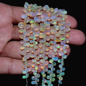 Opale Welo éthiopienne AAA 3x5mm-5x8mm, perles lisses en forme de larme, opale de feu éthiopienne naturelle, pierres précieuses en vrac pour bijoux - Product Image 1