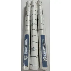 Lot 3 Double Rouleaux Sunworthy Papier Peel & Stick Peel Blue Pink Bouquet Stripe Design - Product Image 1