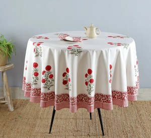 Print Tablecloth Indian Floral Cotton <b>Table</b> <b>Cover</b> for Farmhouse Decor | Custom Size Dining Tablecloth for Home, Hotel & Banquet - Product Image 2