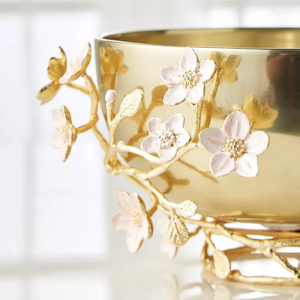 Bol de service alimentaire élégant en acier inoxydable fait à la main avec un design floral écologique pour la vente d'usine de fête pour le chocolat aux fruits - Product Image 1