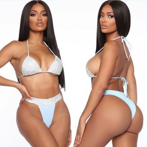 Maillot de bain personnalisé de qualité supérieure String de bain dos nu taille haute Vêtements de plage Maillot de bain sexy deux pièces de luxe - Product Image 2