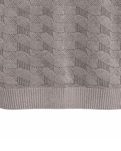 Suéter Polo de Punto Texturizado para Hombre, Manga Larga, Cuello con Botones, Informal, para Invierno, Color Gris Jaspeado, para Venta al por Mayor - Product Image 3