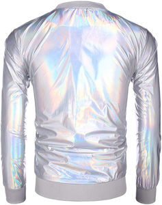Prix d'usine Veste universitaire en satin Shinny Zip High Street Blouson aviateur à manches longues multi-teintes résistant à la déchirure pour hommes - Product Image 2
