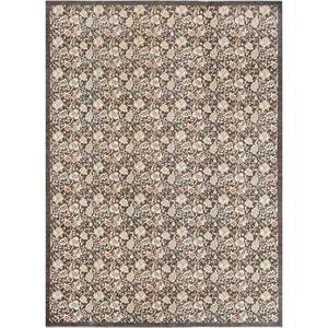 พรมขนสัตว์ถักมือ Aalam สีเบจ-น้ำตาล ลายดอกไม้สไตล์โบโฮ ขนาด 9x12 ฟุต รูปทรงสี่เหลี่ยมผืนผ้า สำหรับห้องนั่งเล่นหรือทางเดิน ความหนา 10 มม. รุ่น Pae-5887 - Product Image 1