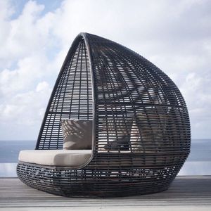 Lit de repos d'extérieur de luxe rond en teck, moderne, résistant aux intempéries, pour piscine, avec coussin imperméable, toutes saisons - Product Image 5