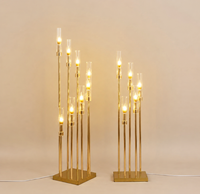 Candelabro Dorado con Diseño de Flor de Ciruelo para Pasillo, Decoración de Escenario, Decoración para Eventos, Decoración para Bodas