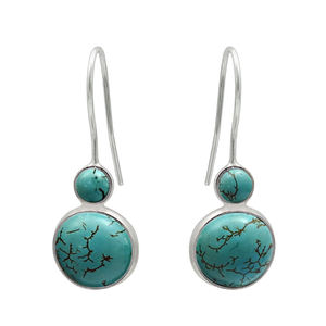 เครื่องประดับพลอยเทอร์ควอยส์925พลอยสีเงินสเตอร์ลิงดูคลาสสิกต่างหูห้อยสำหรับเครื่องประดับผู้หญิงเด็กผู้หญิง - Product Image 1