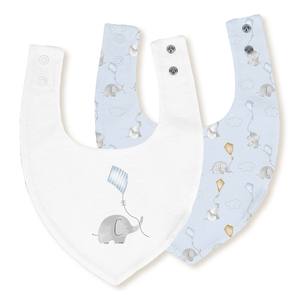 BANDANA BIB (LOT DE 2 UNITÉS)-20X30-MOD. ELEFANTE COMETA-W/BLUE Matériel en coton pour les bébés de 0 à 12 mois - Product Image 1