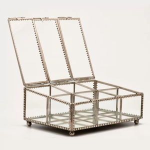 เครื่องประดับแก้วเงินกล่องตกแต่งจีนสำหรับงานแต่งงานแหวนที่ทันสมัยแหวนแหวนสร้อยคออัญมณีที่เก็บประติมากรรมหิน - Product Image 6