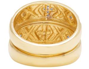 Anillo nupcial de diamante de moissanita chapado en oro amarillo de estilo único, conjunto en plata 925, joyería de boda elegante para mujer - Product Image 5