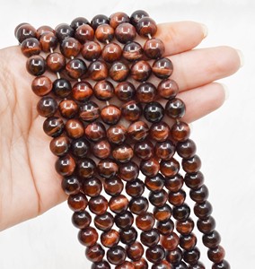 Perles en œil de tigre rouge naturel semi-finies pour bricolage, perles de haute qualité de 4/6/8/10/12 mm, perles en vrac pour la fabrication de bracelets, colliers et bijoux - Product Image 5