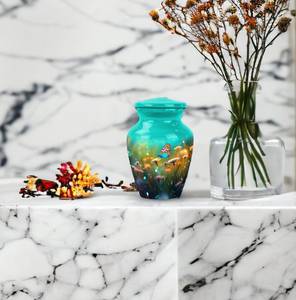 Nature Inspired Butterfly Beauty Cremation Urn Teal Personalization <b>for</b> <b>Ashes</b> Decorative Modern Urn - Product Image 6