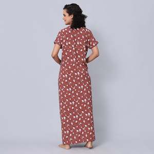 Evolove Women's Floral Buttoned Viscose Liva Maxi Nightgown with Pocket Super Soft Comfortable - Product Image 6