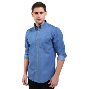 Camisa informal de manga larga de mezclilla de algodón para hombre calidad al por mayor OEM cantidad a granel de moda diseño personalizado Digital Plus OEM - Product Image 3